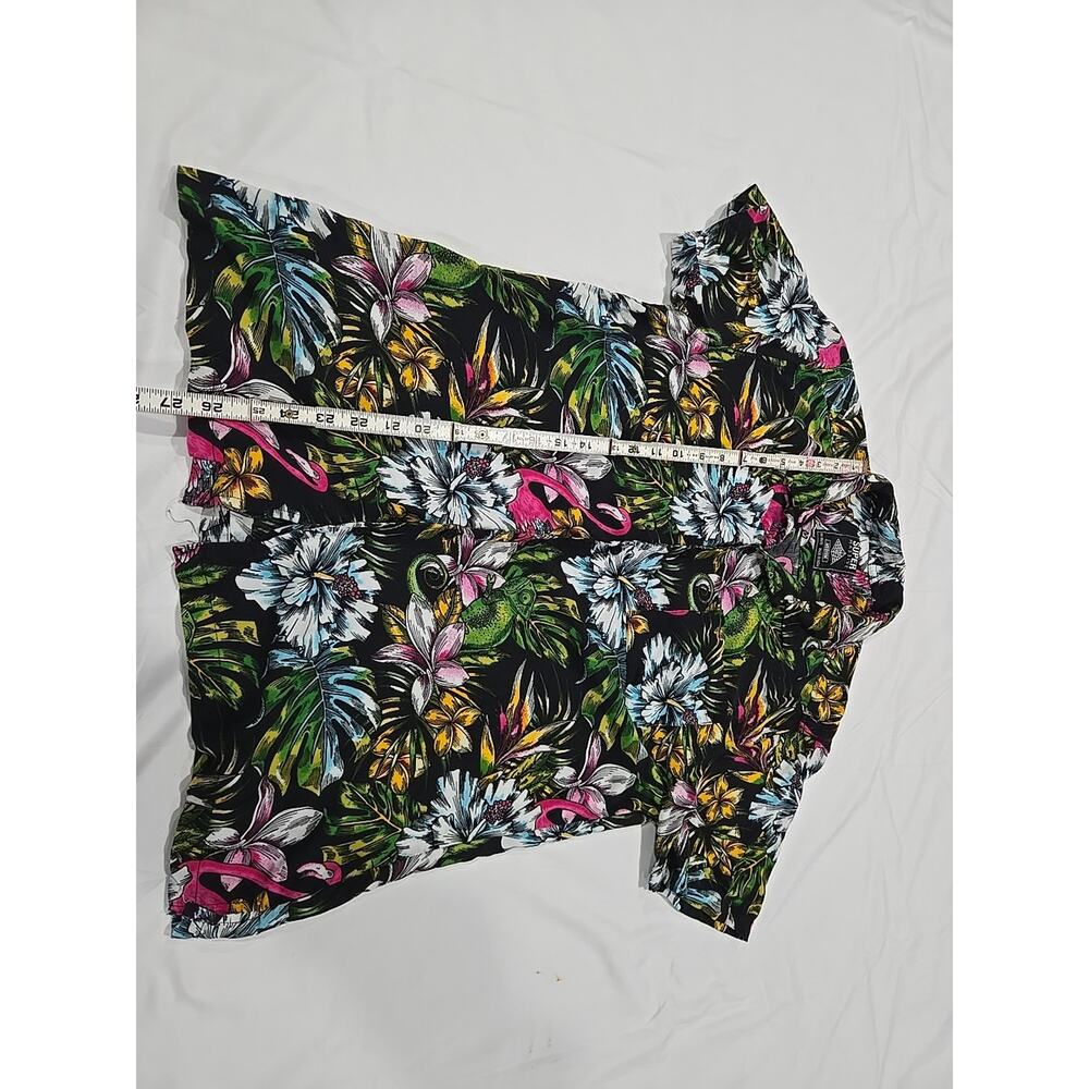 Super Massive Mens Hawaiian Shirt Medium Flamingo Lizards